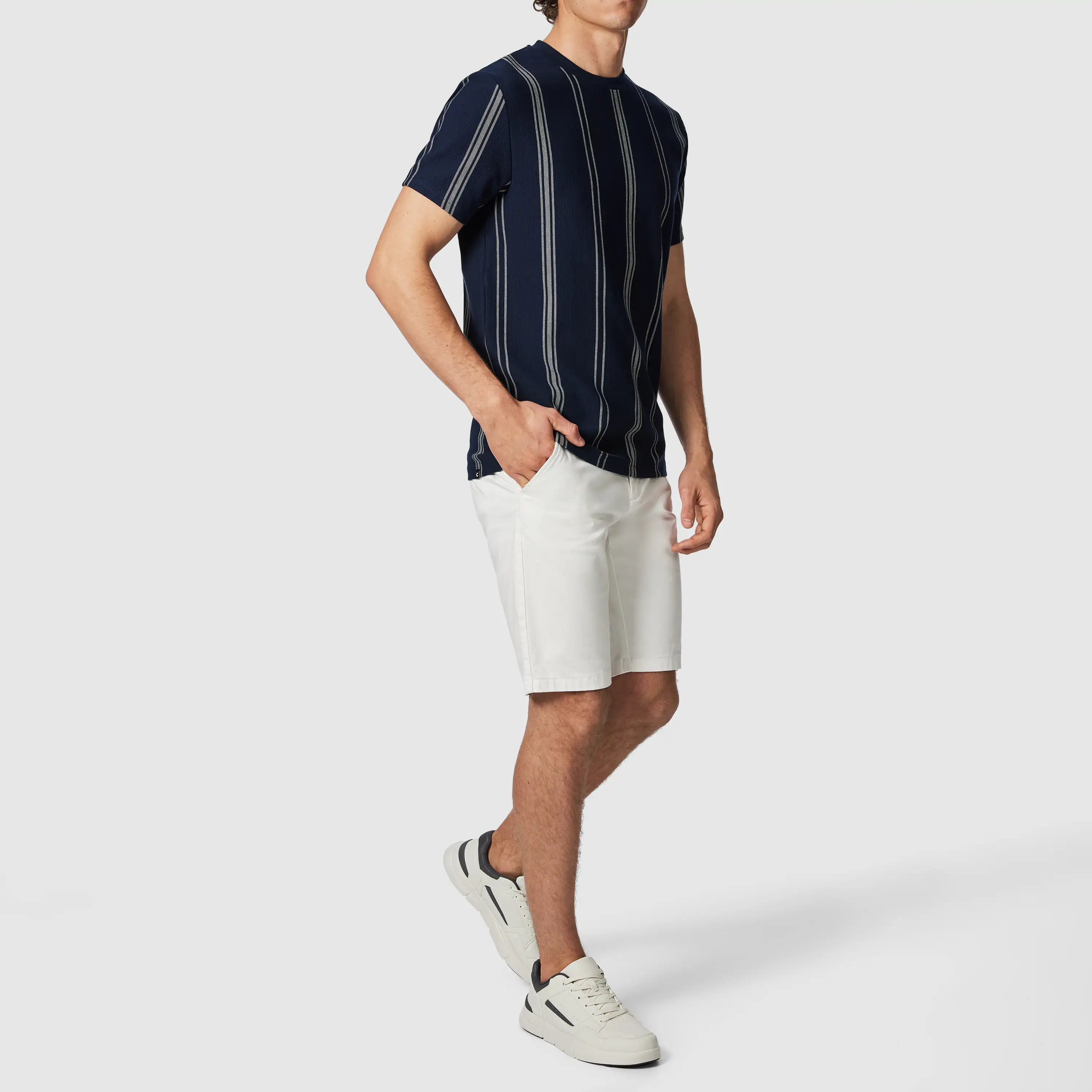 Blue John Stripe Crew Neck Tee - Blue