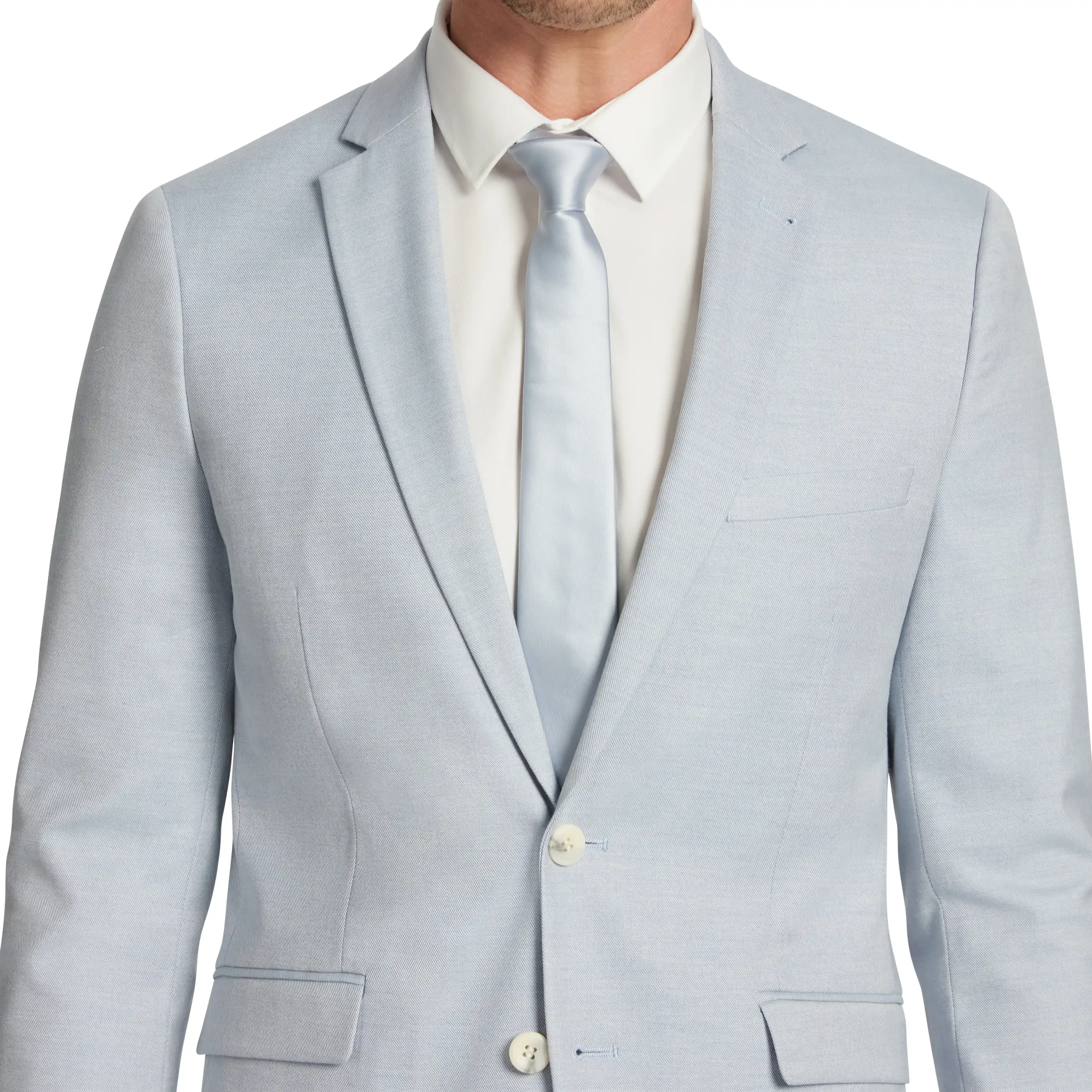 Light Blue Marlo Twill Skinny Suit Jacket - Light Blue