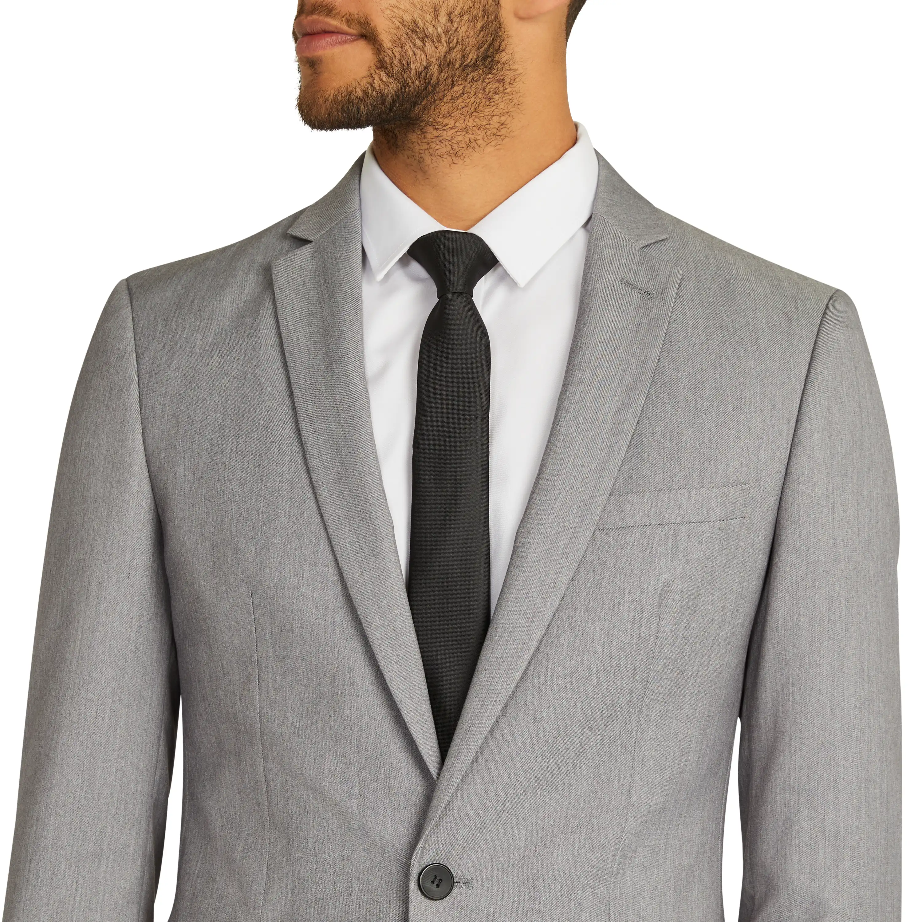 Light Grey Diamond Skinny Stretch Suit Jacket - Light Grey