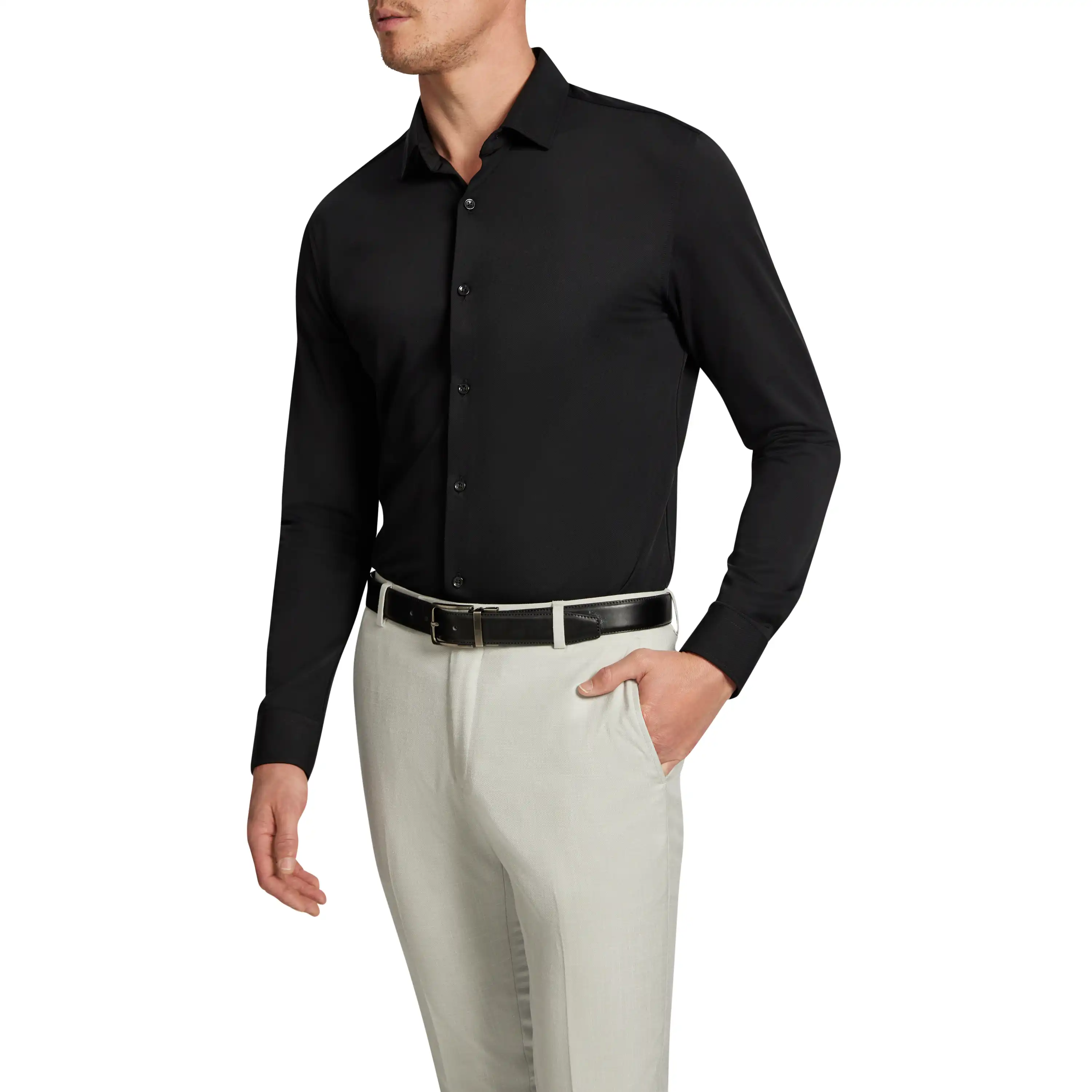 Black Creston Super Stretch Slim Dress Shirt - Black