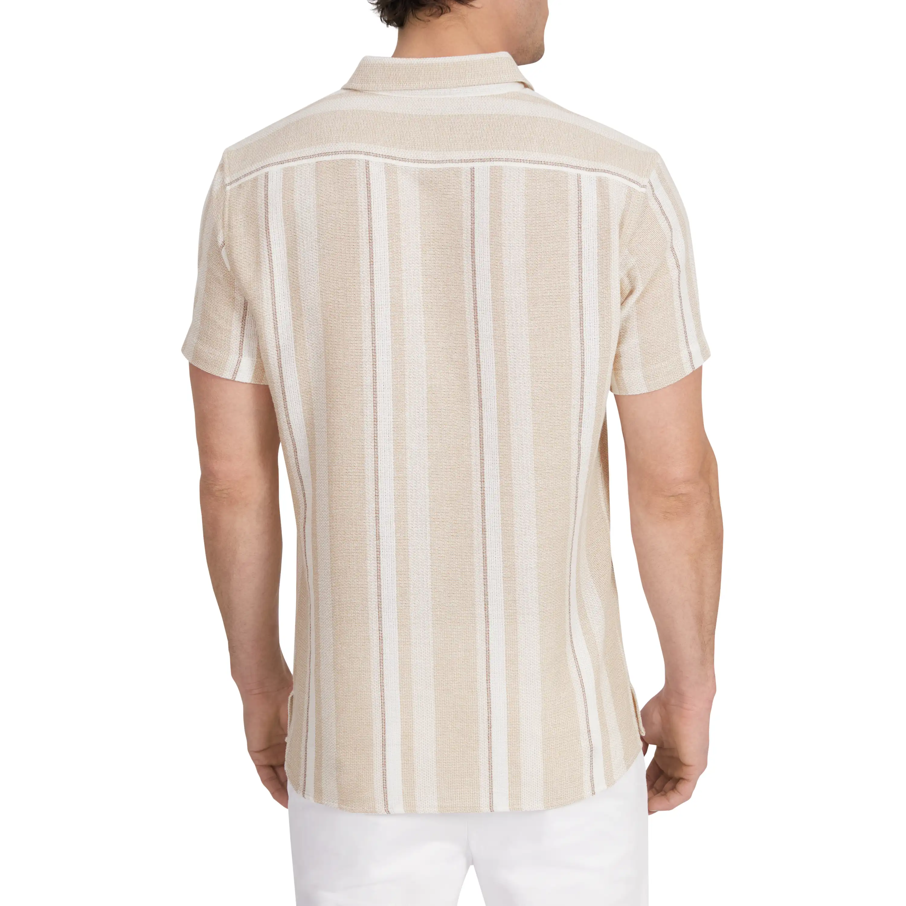 Sand River Stripe Knitted Short Sleeve Shirt - Sand