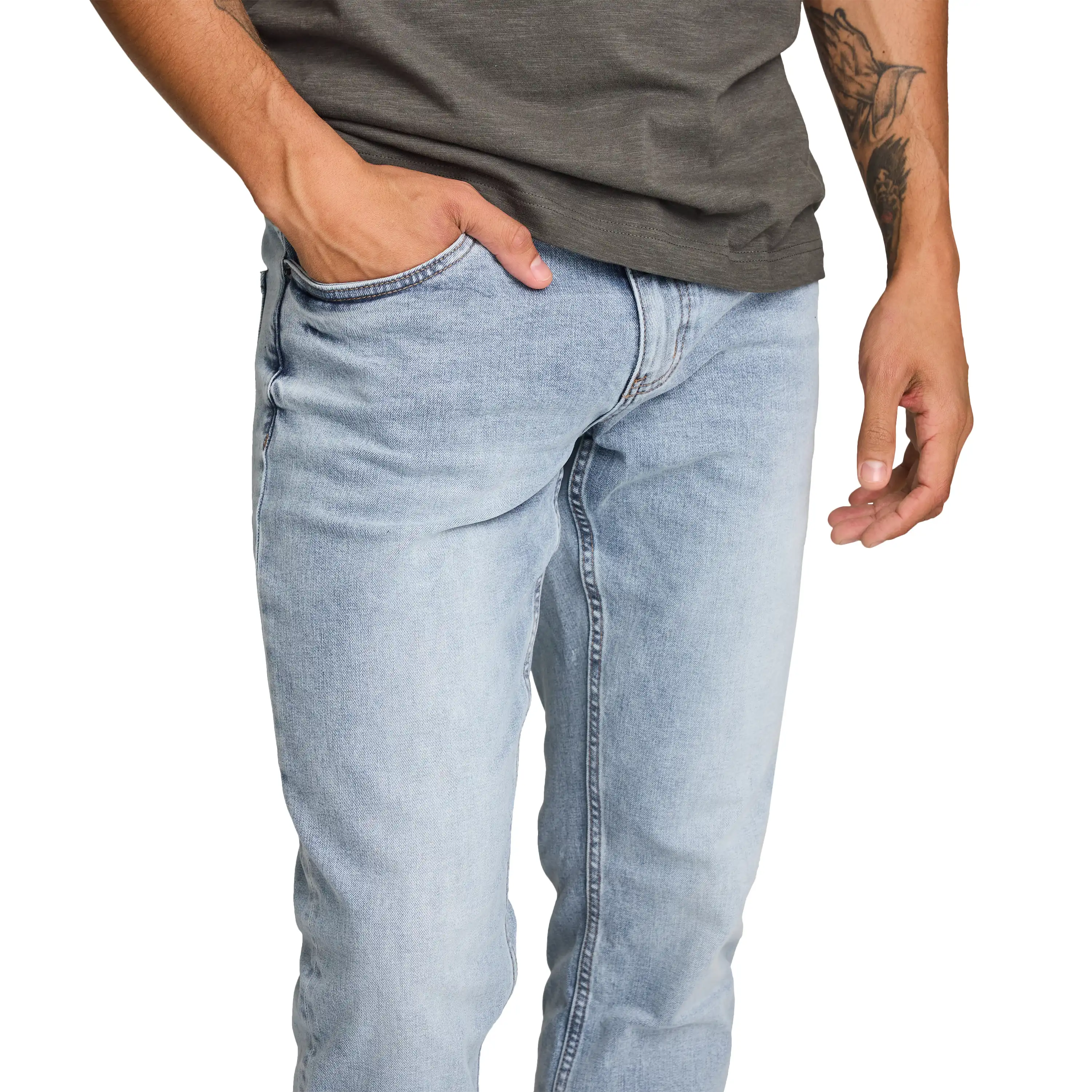 Light Blue Axton Straight Stretch Jean - Light Blue