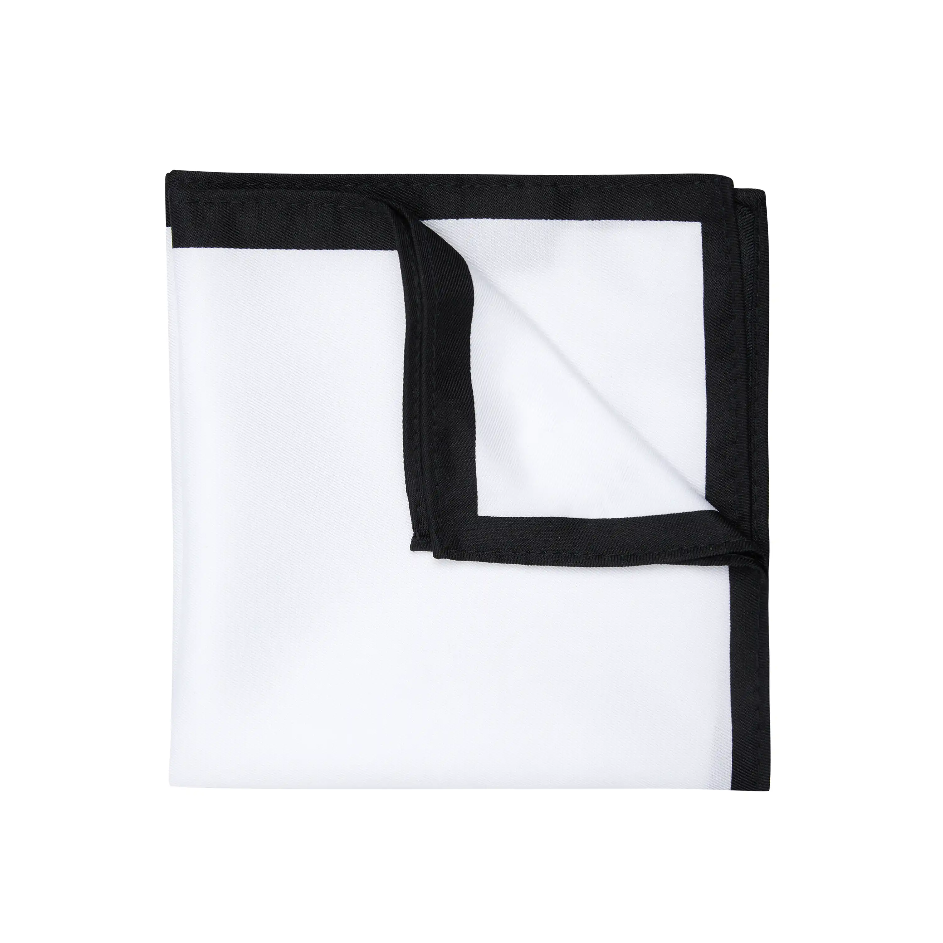 White Border Pocket Square - White