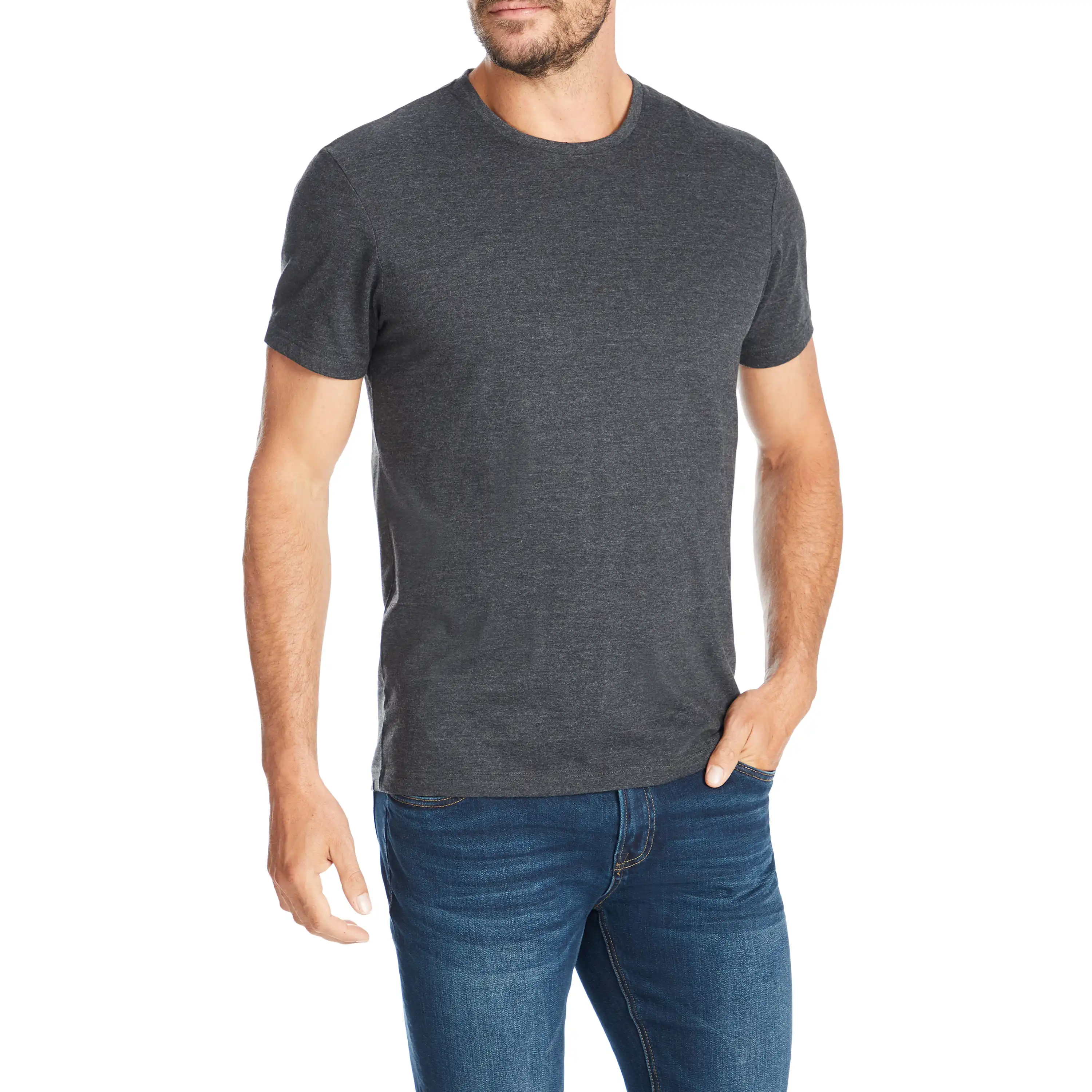 Charcoal Textured Crew Neck Tee - Charcoal