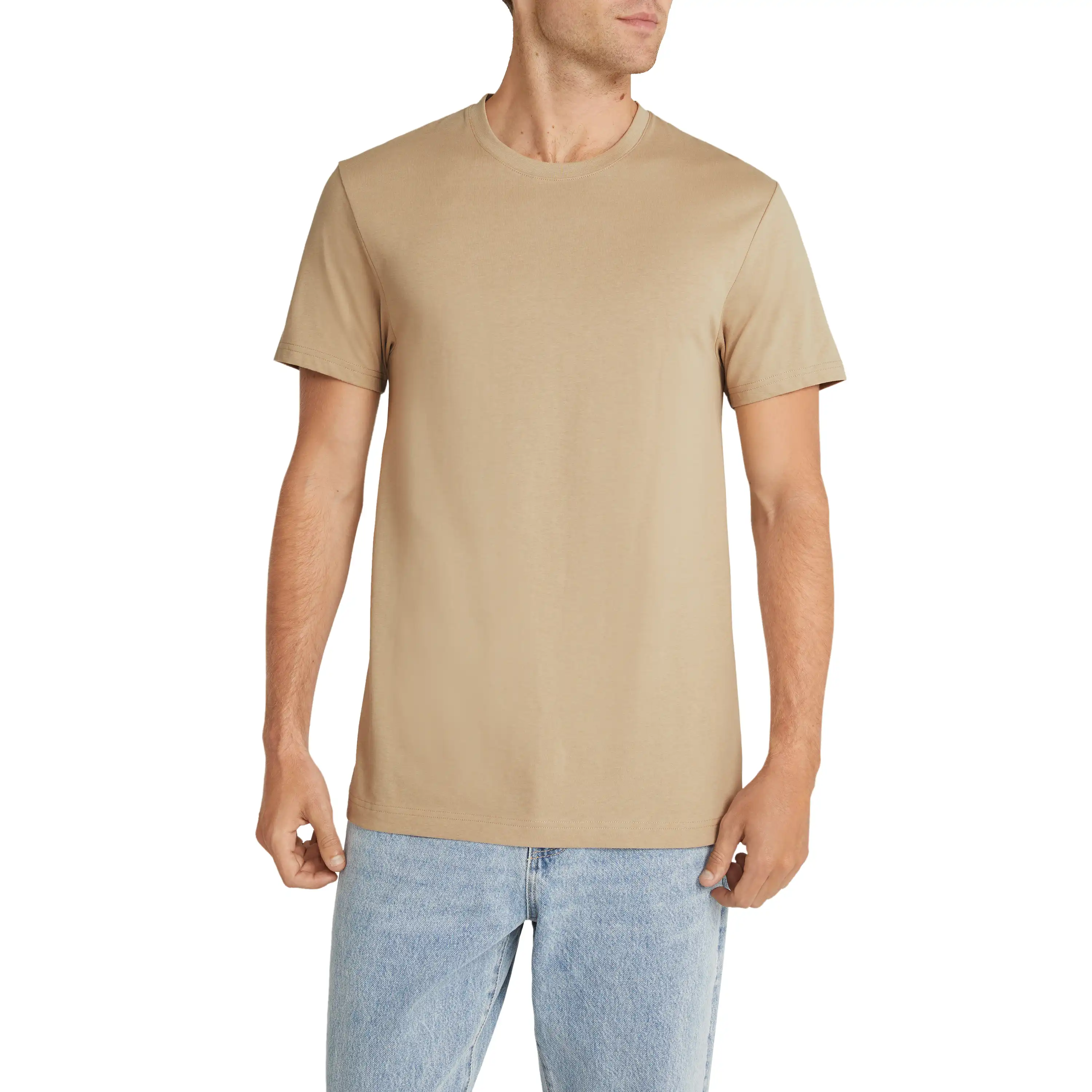 Almond Essential Crew Tee - Almond