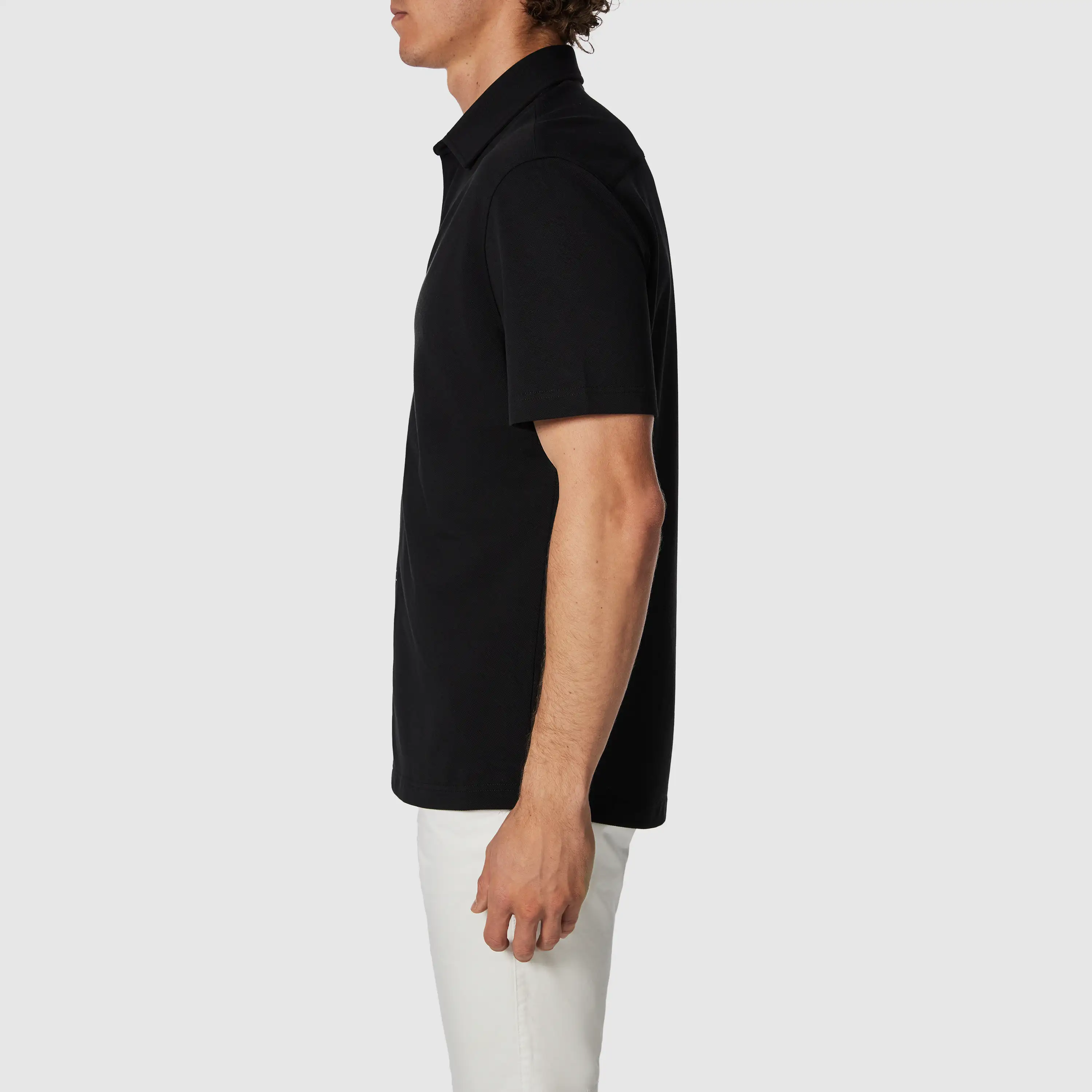 Black Hanover Stretch Short Sleeve Shirt - Black