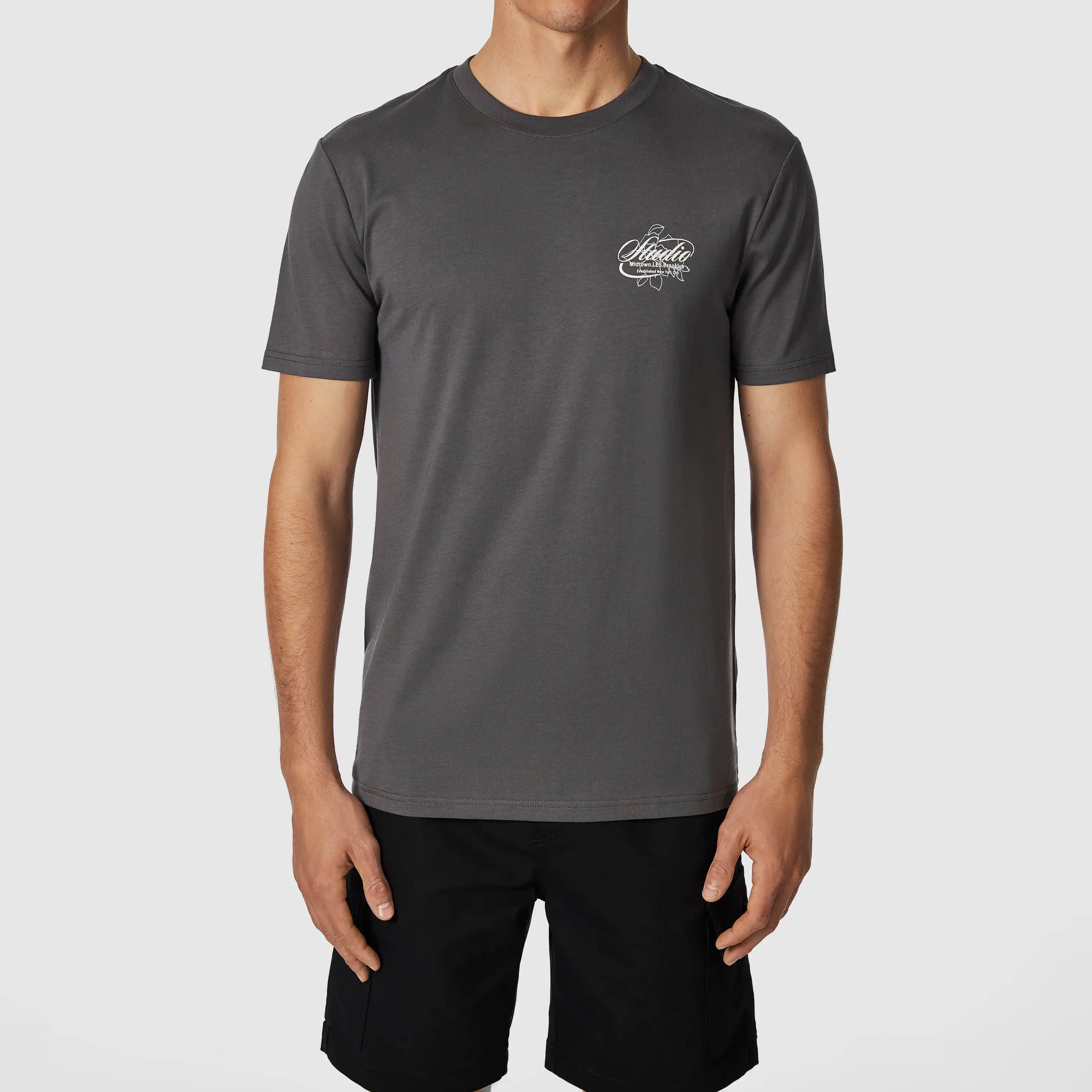 Charcoal Ben Crew Neck Tee - Charcoal