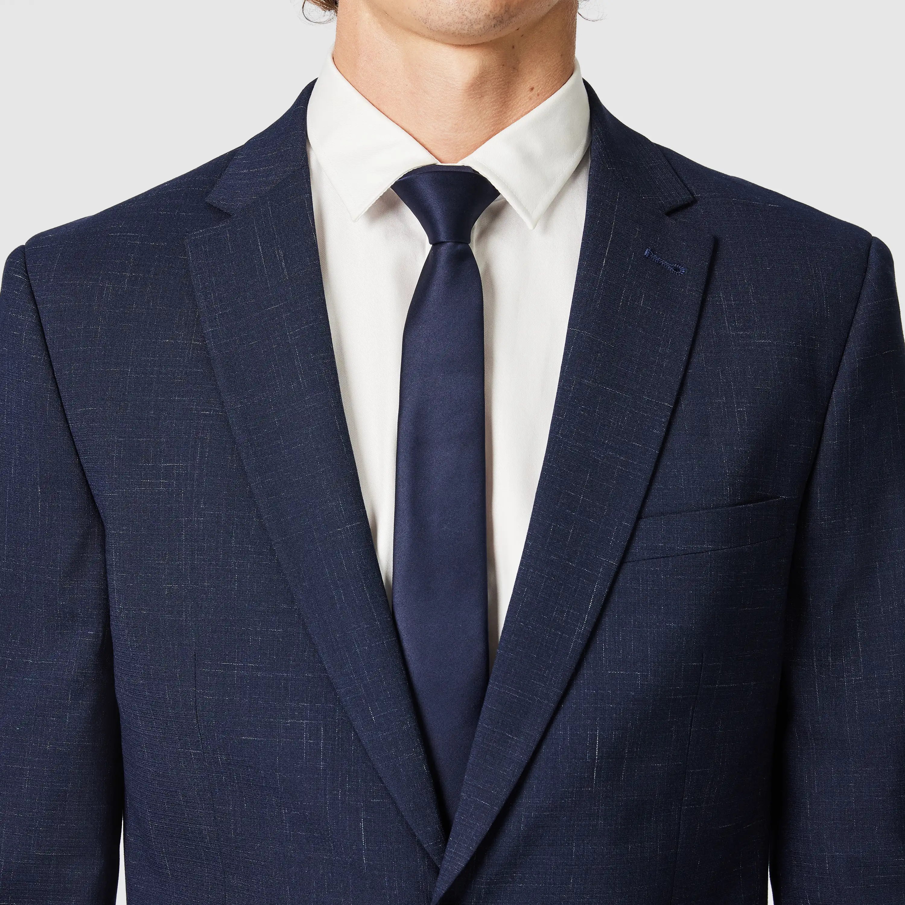 Navy Cromwell Slim Stretch Textured Suit Jacket - Navy