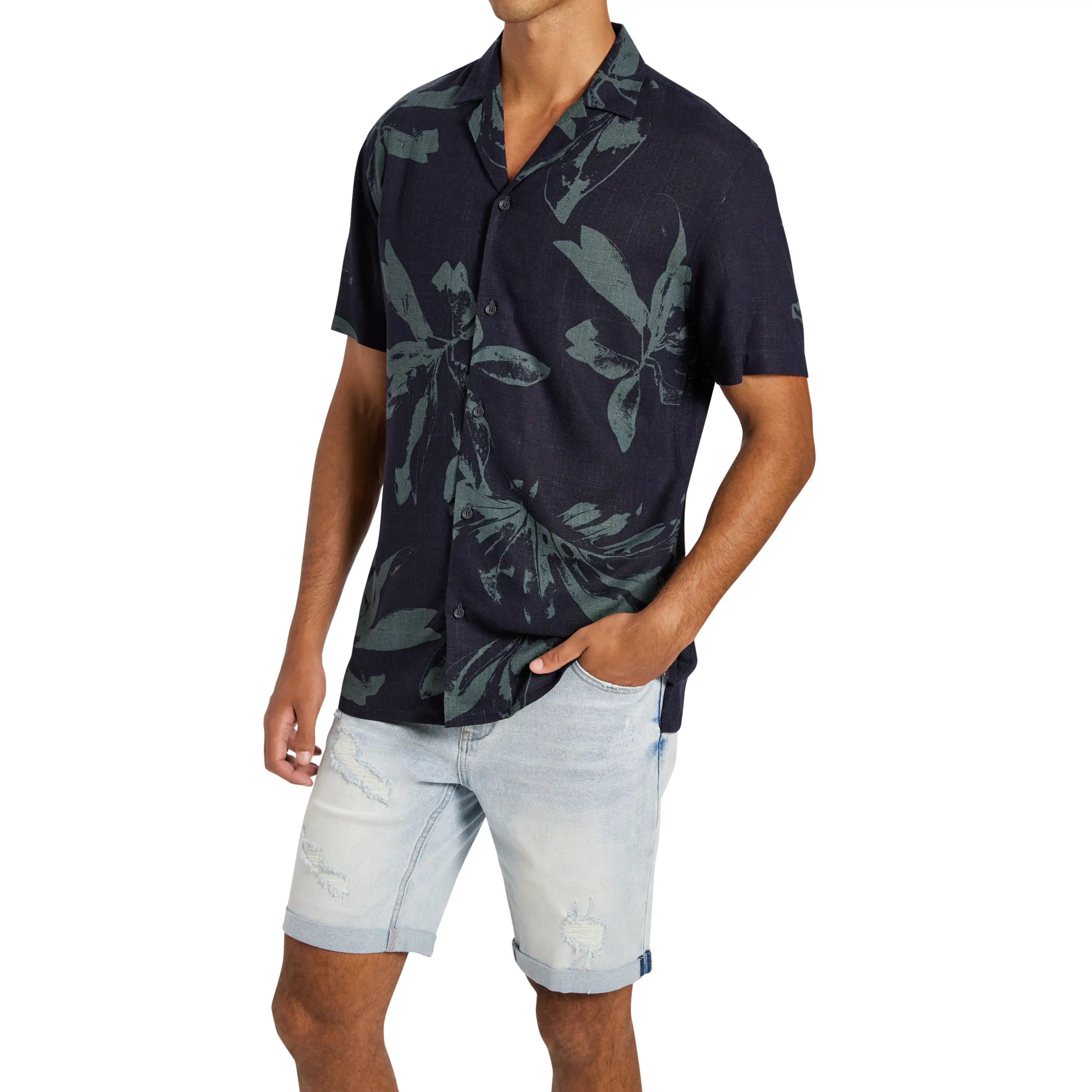 Ink Navy Webber Foliage Print Short Sleeve Shirt - Ink Navy