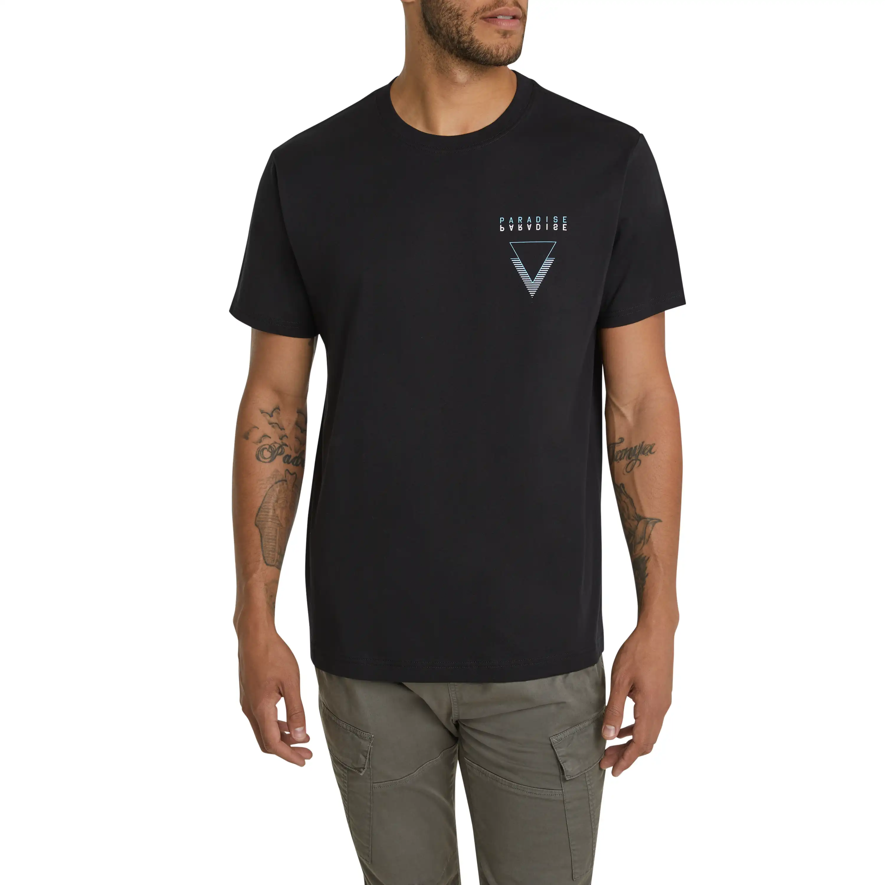 Black Silas Graphic Relaxed Crew Neck Tee - Black