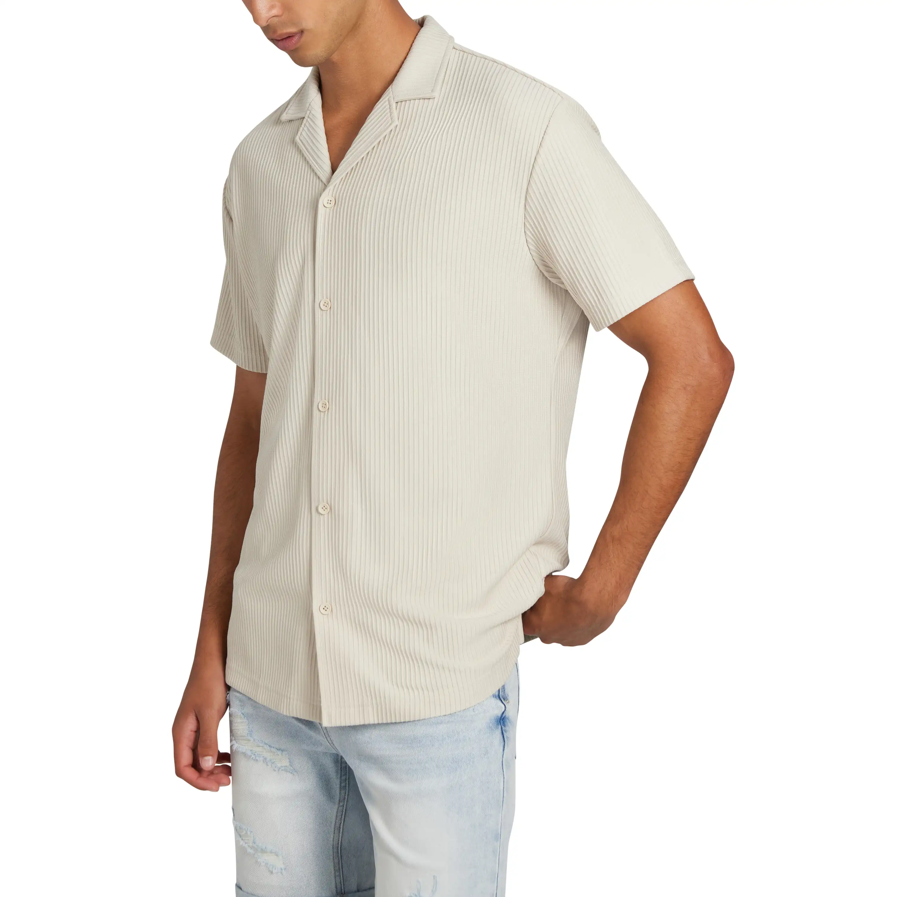 Sand Kaius Textured Short Sleeve Shirt - Sand
