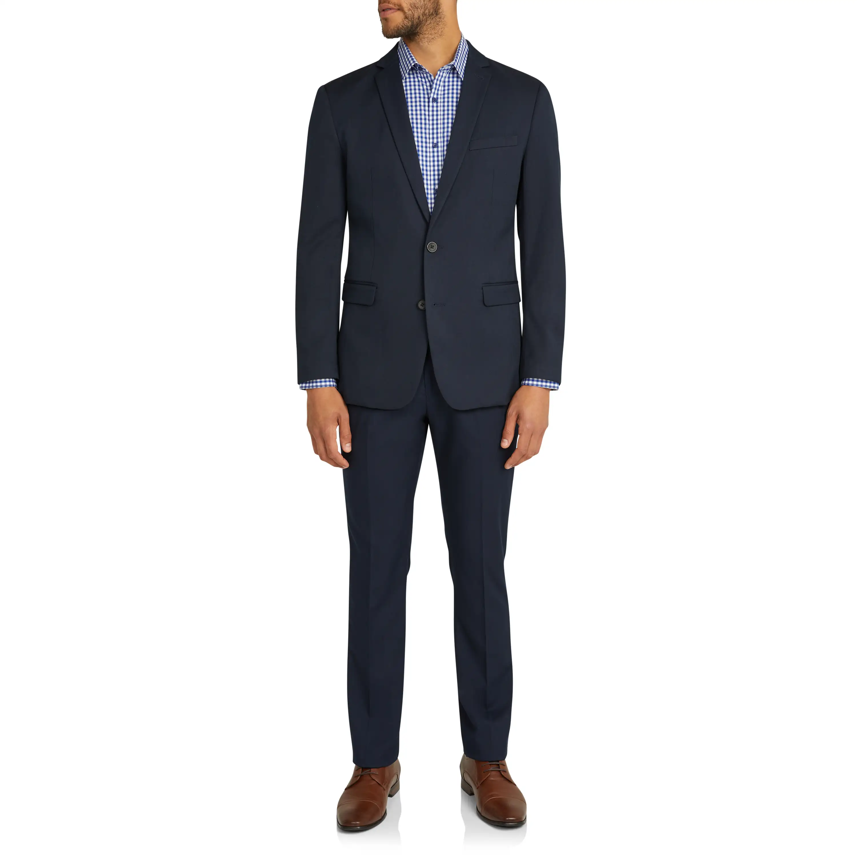 Navy Diamond Stretch Slim Suit