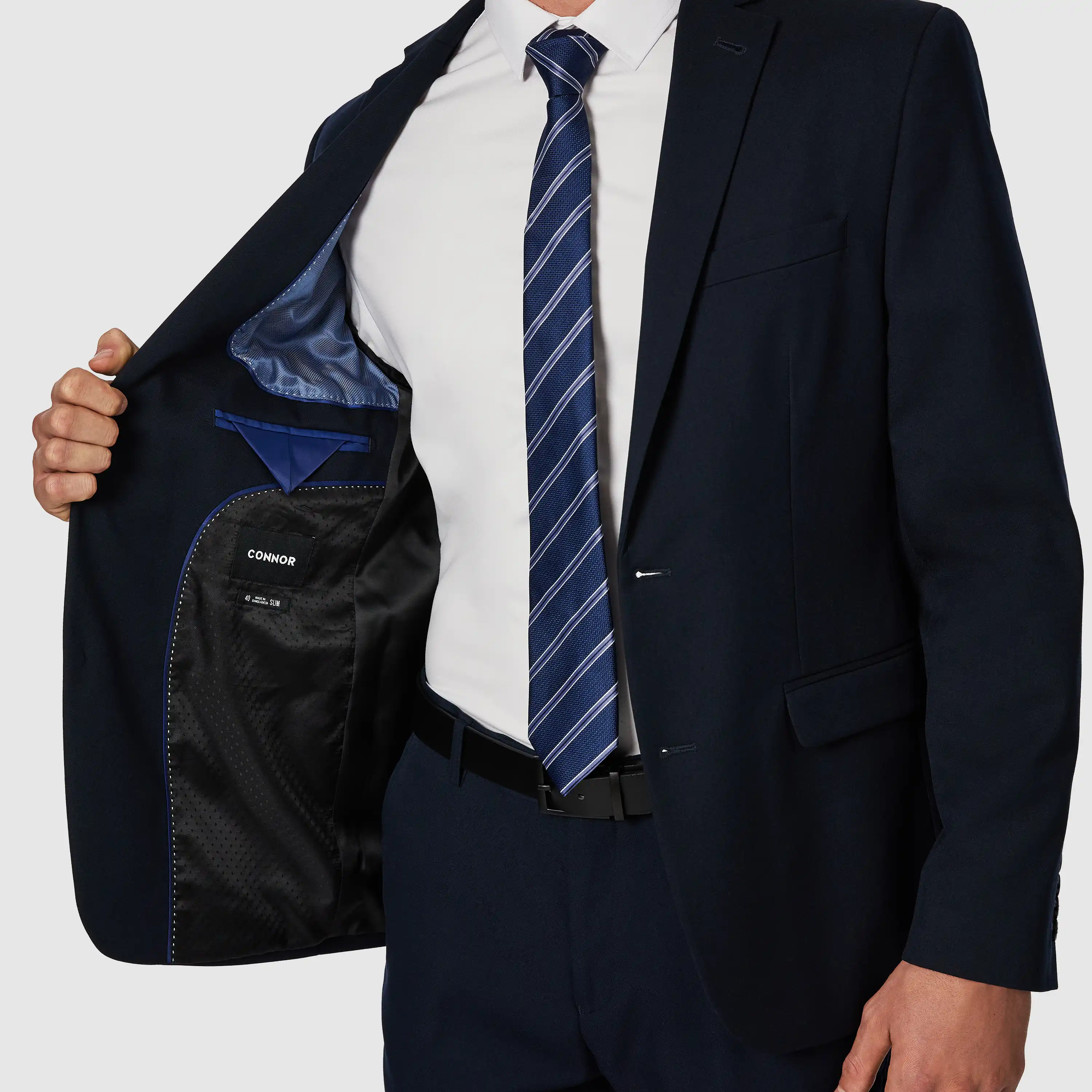 Navy Diamond Stretch Slim Suit