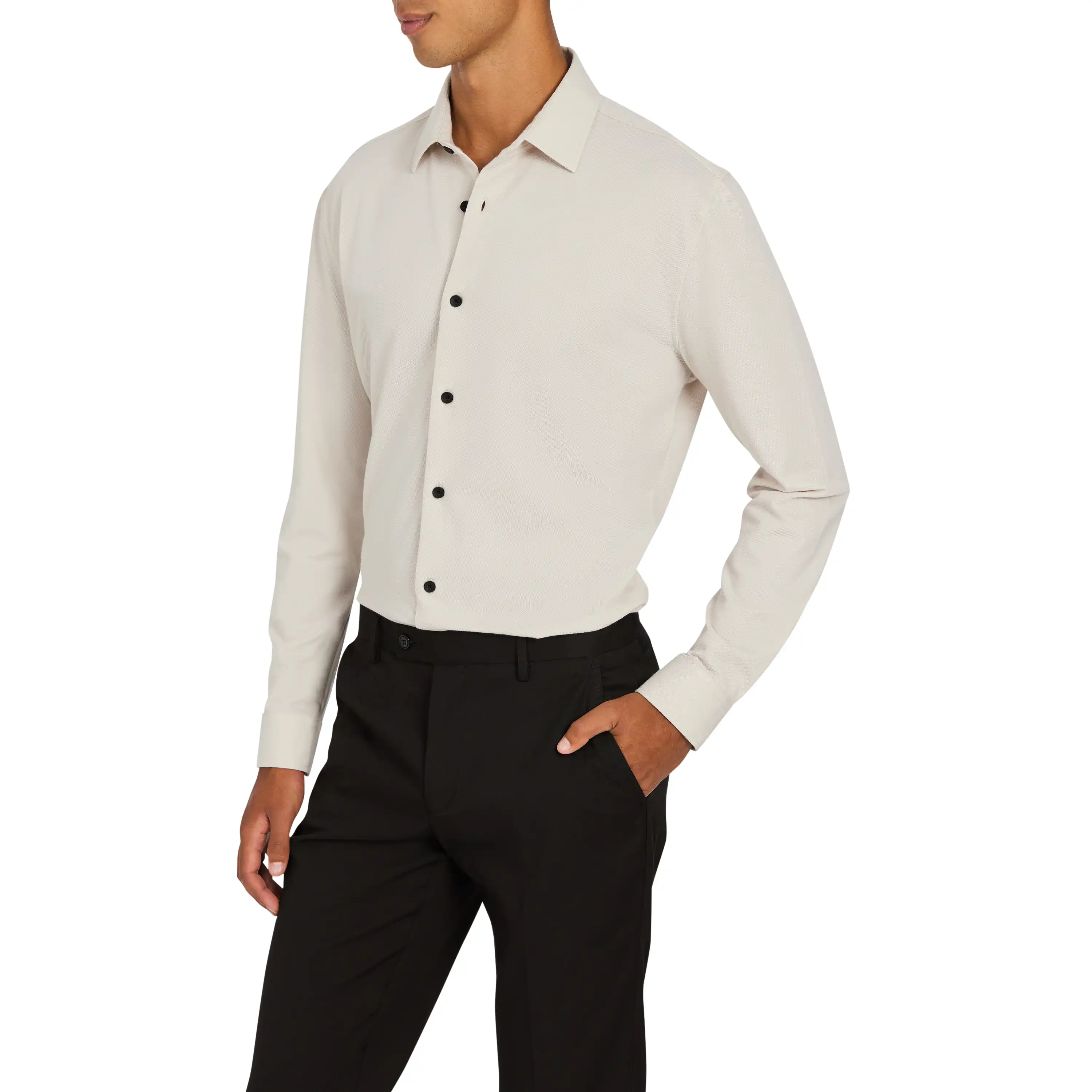Sand Harlan Super Stretch Slim Shirt - Sand
