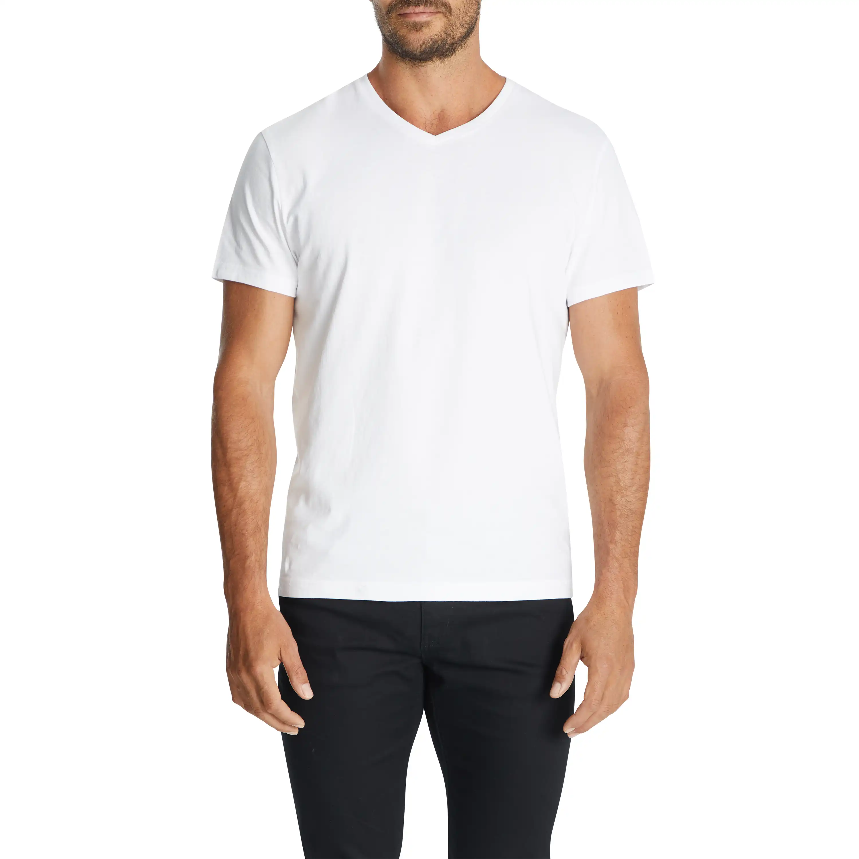 White Essential V Neck Tee - White