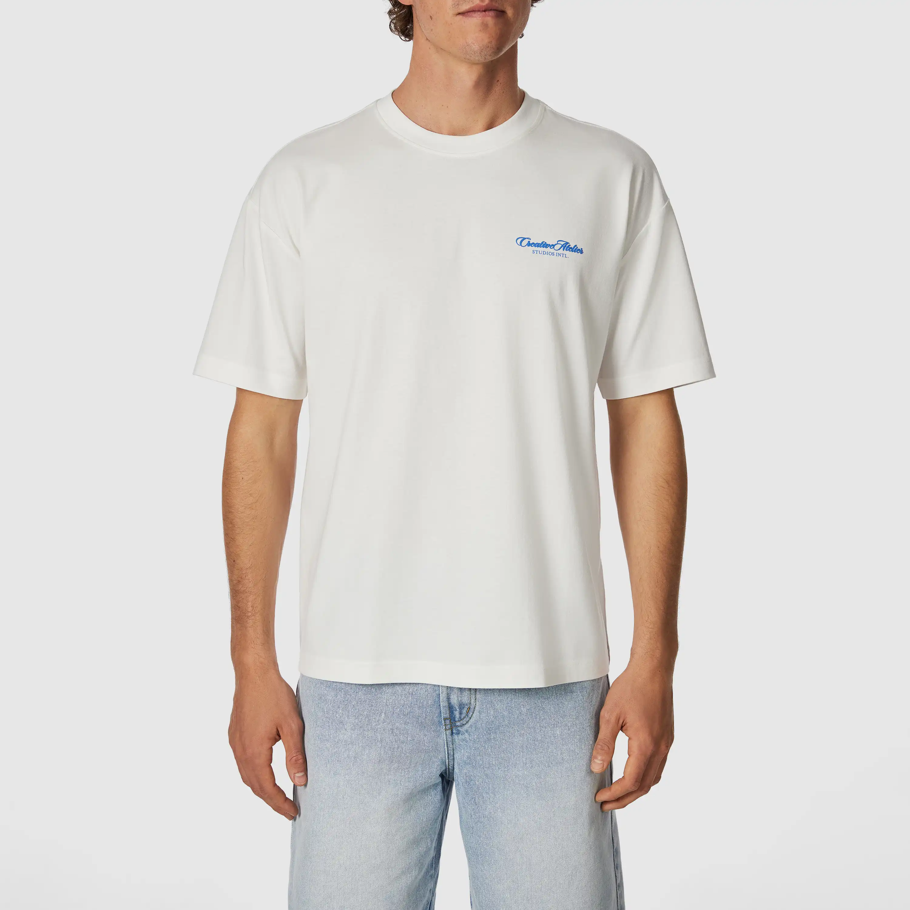 Off White Dex Boxy Graphic Crew Neck Tee - Off White