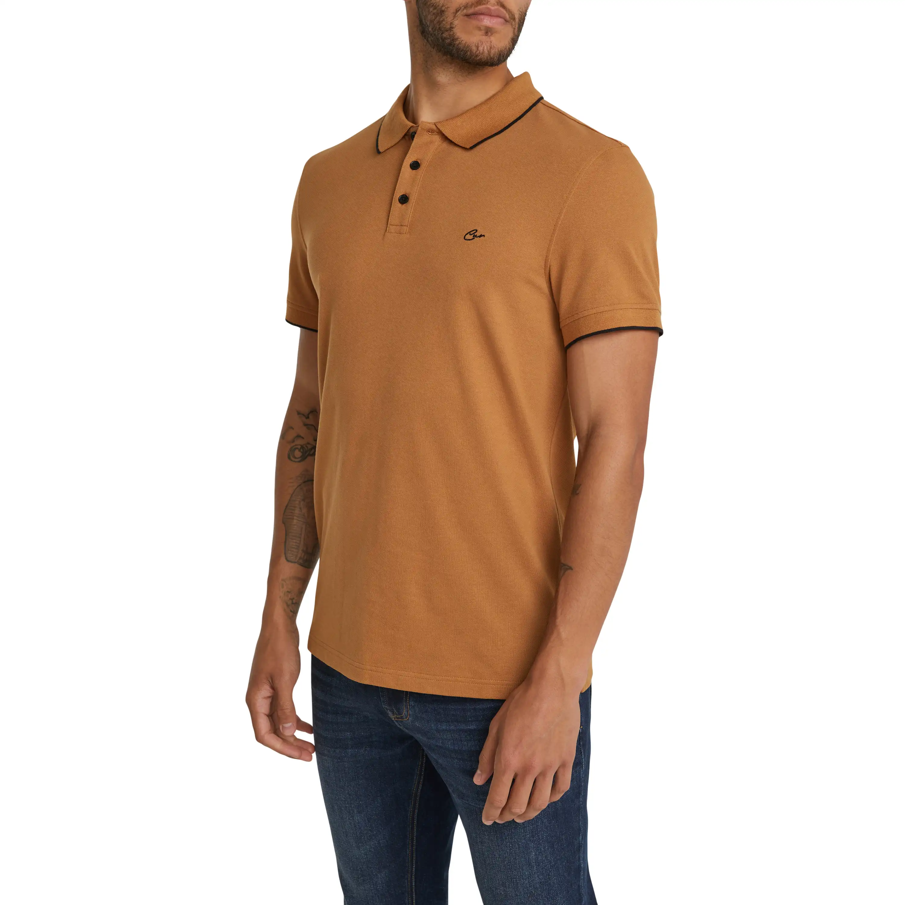 Caramel Lombard Cotton Blend Polo Shirt - Caramel