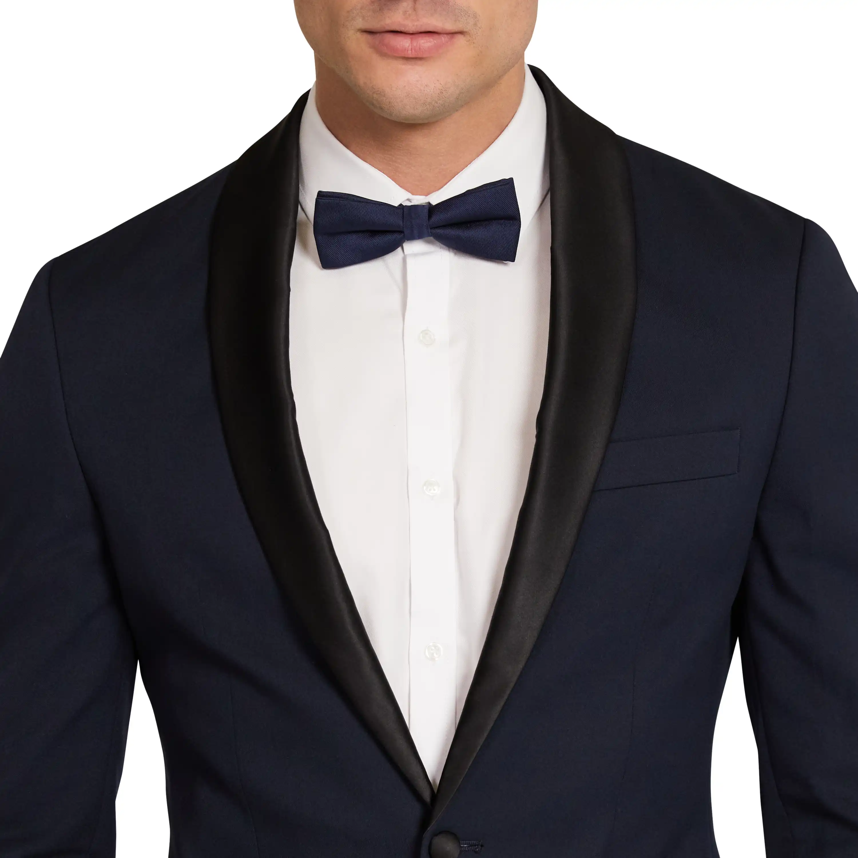Navy Diamond Slim Shawl Collar Tuxedo - Navy