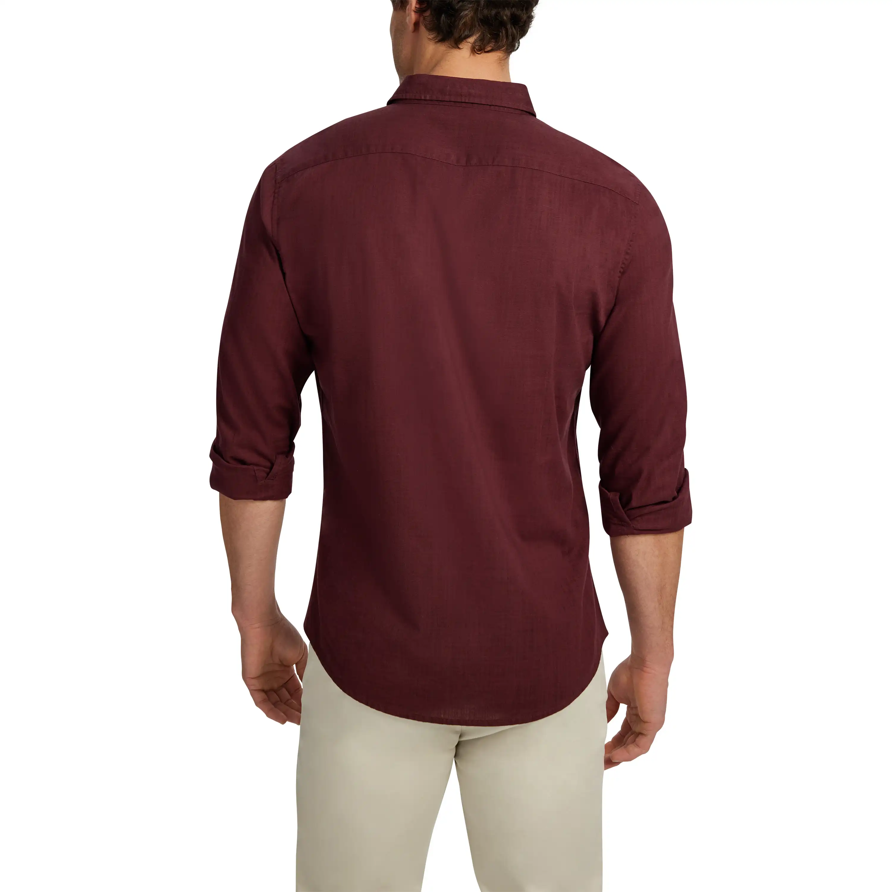 Burgundy Sniders Classic Casual Long Sleeve Shirt - Burgundy