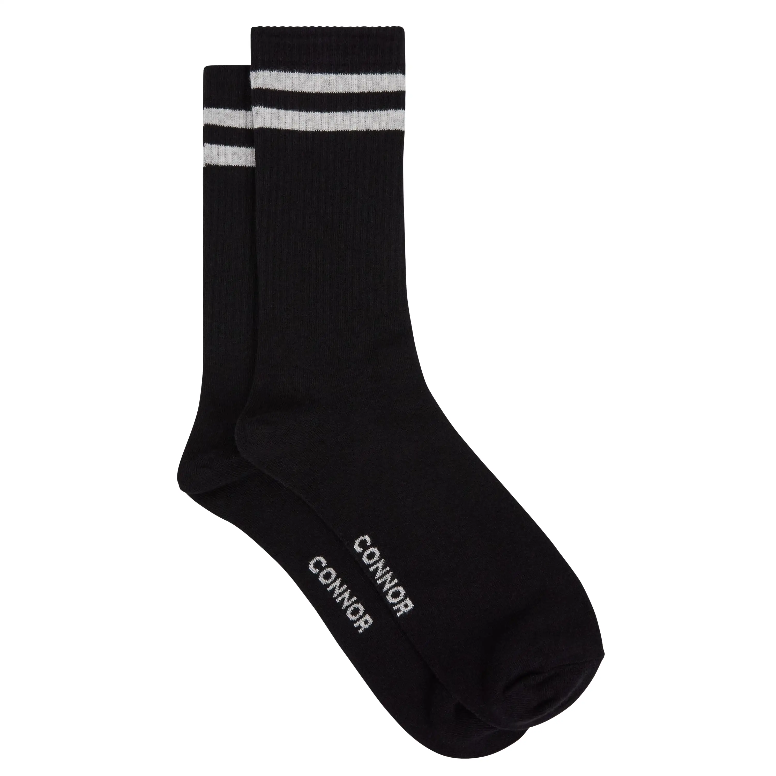 Black Stripe Rib Sock - Black