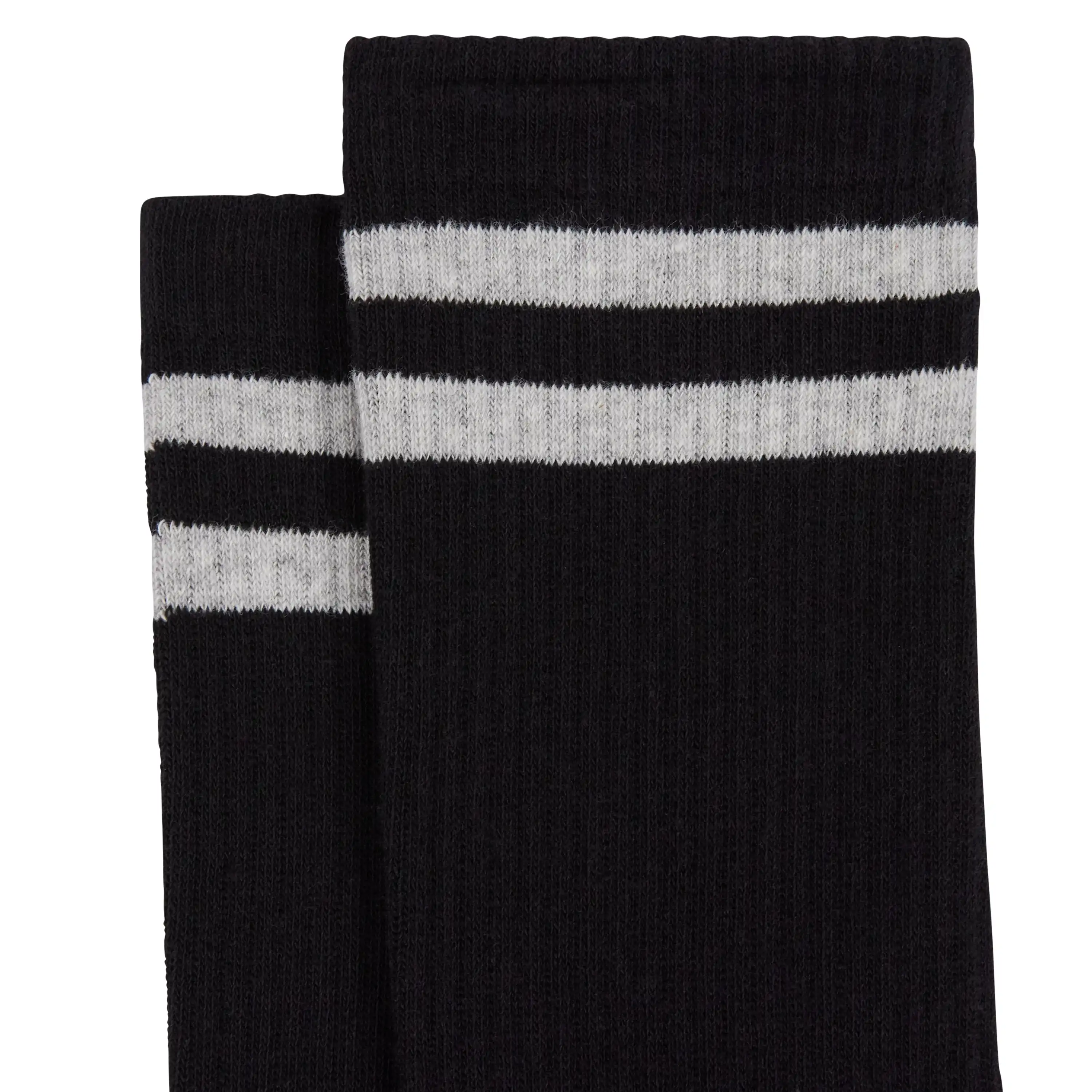 Black Stripe Rib Sock - Black
