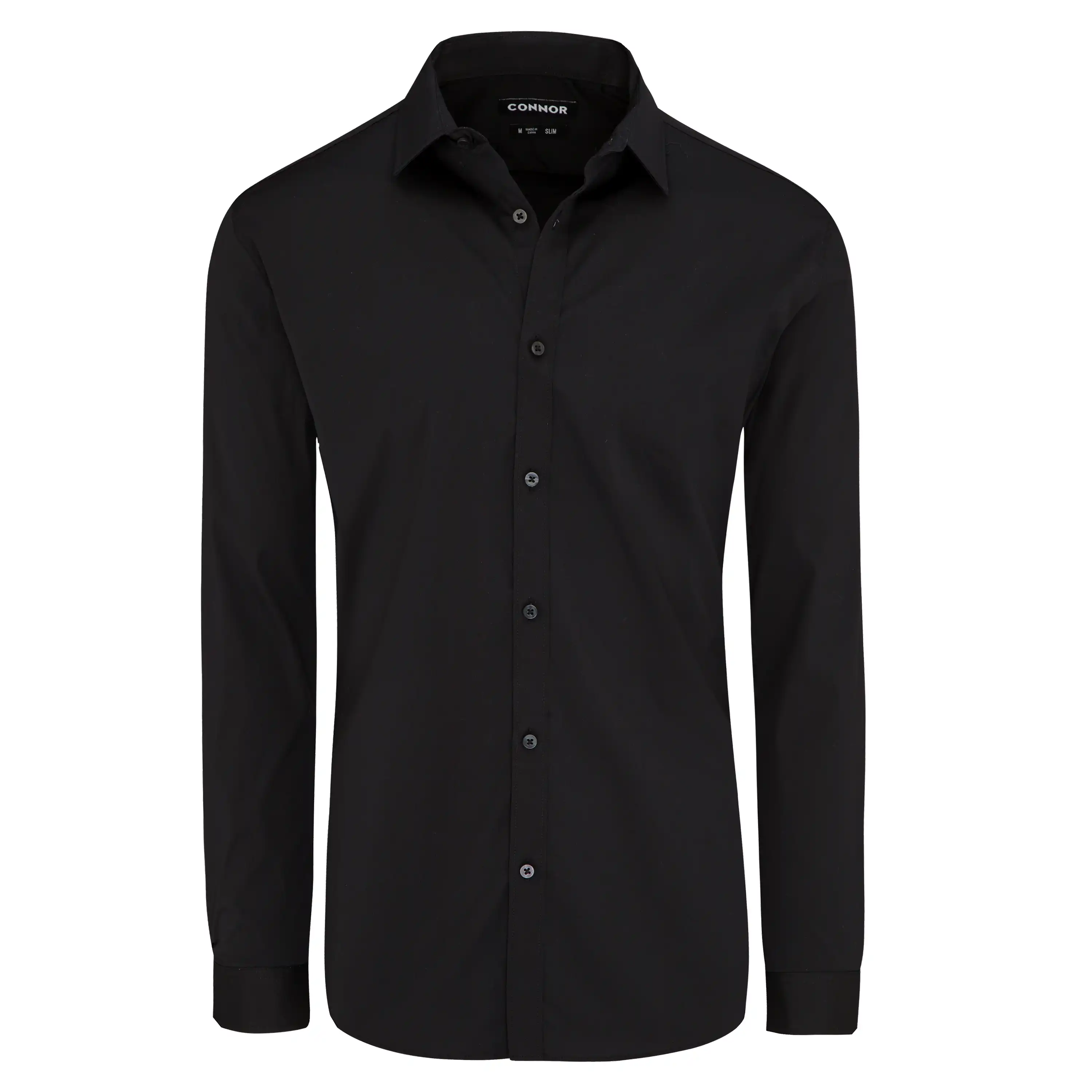 Black Cyrus Slim Stretch Dress Shirt - Black