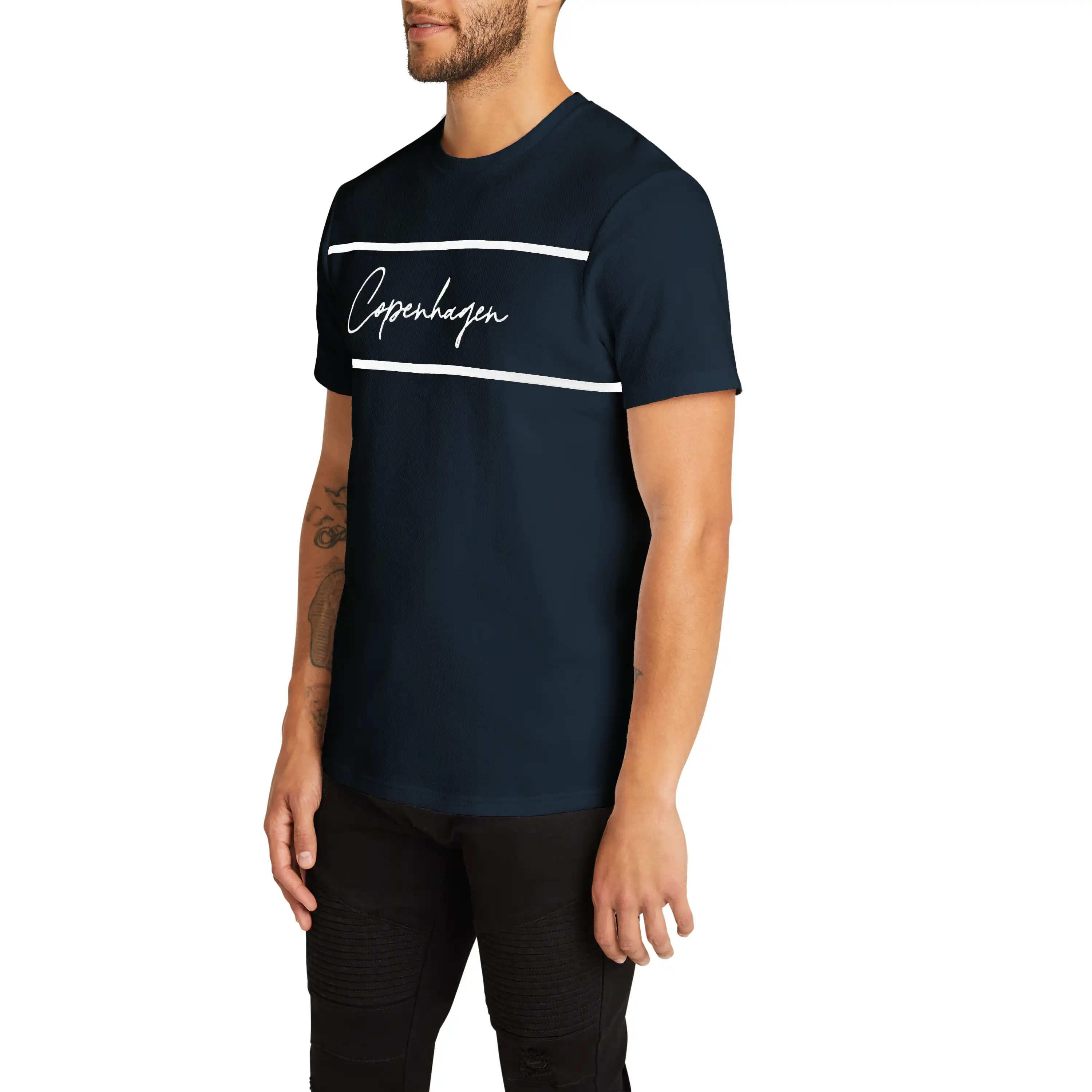 Navy Soren Graphic Crew Neck Tee - Navy