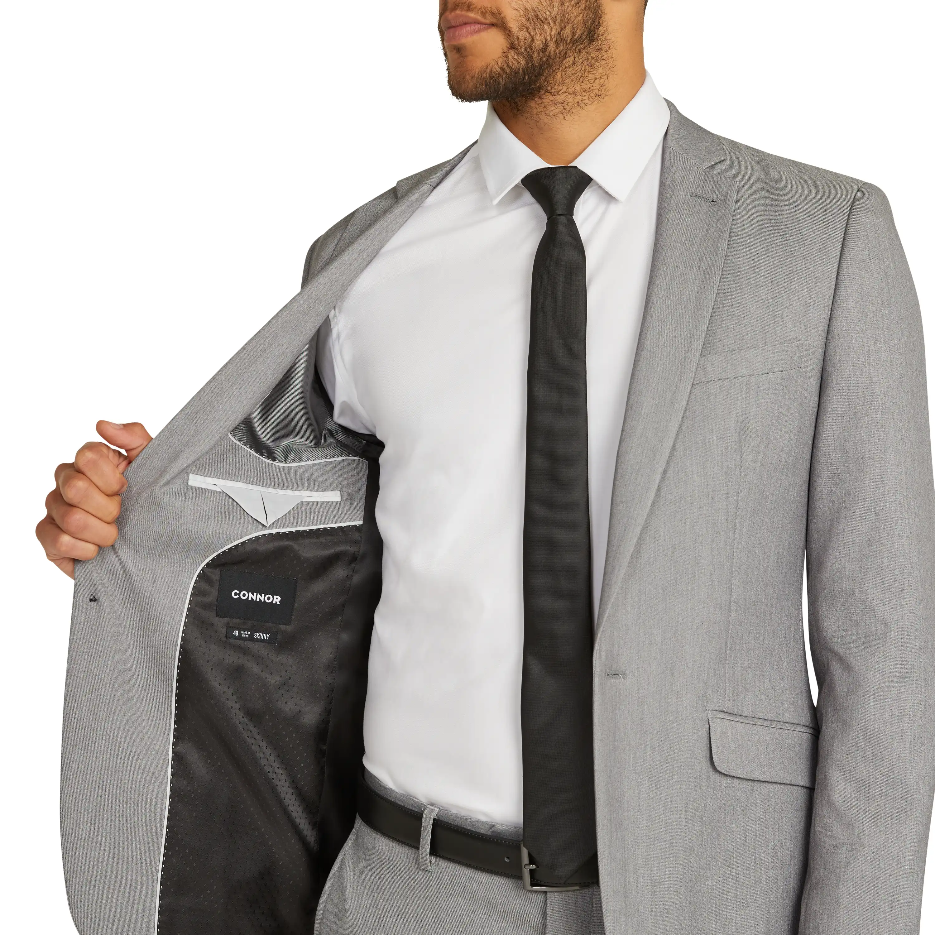 Light Grey Diamond Skinny Suit