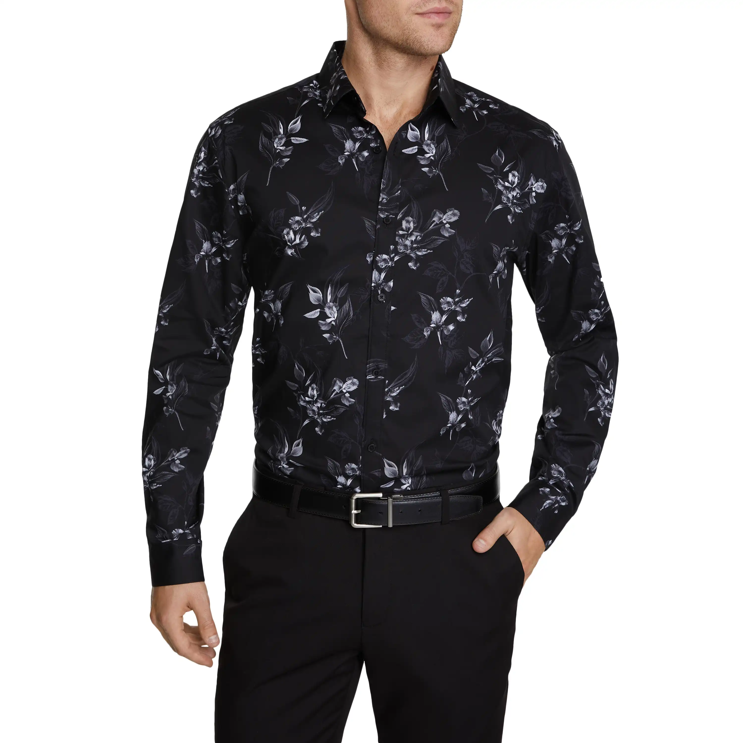 Black Hassan Floral Classic Shirt - Black